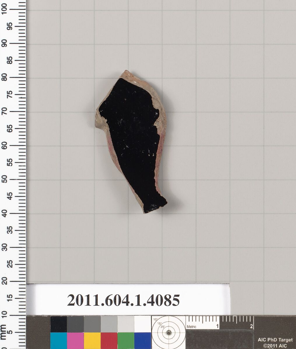 Terracotta fragment of a kylix (drinking cup), Terracotta, Greek, Attic