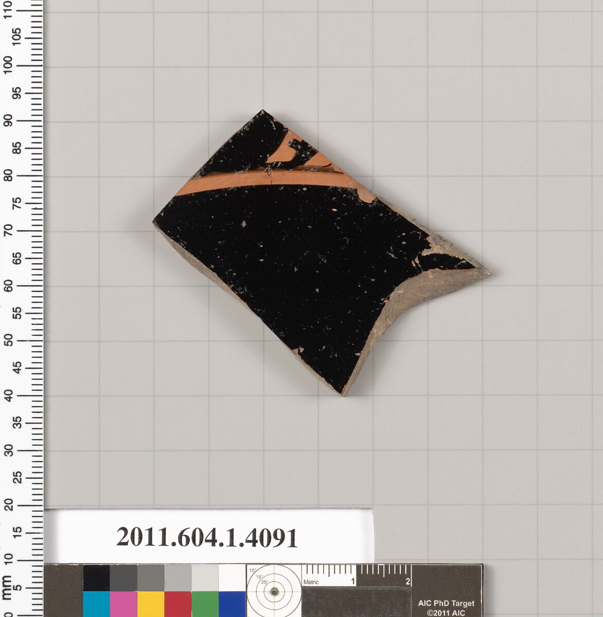 Terracotta fragment of a kylix (drinking cup), Terracotta, Greek, Attic