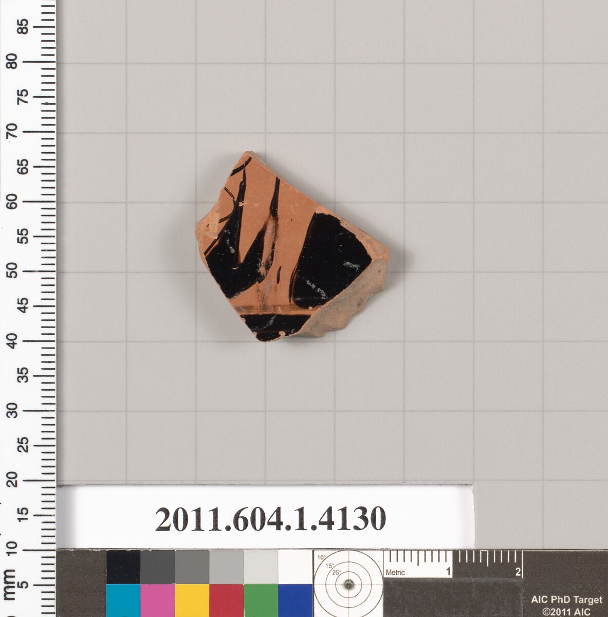 Terracotta fragment of a kylix (drinking cup), Terracotta, Greek, Attic 