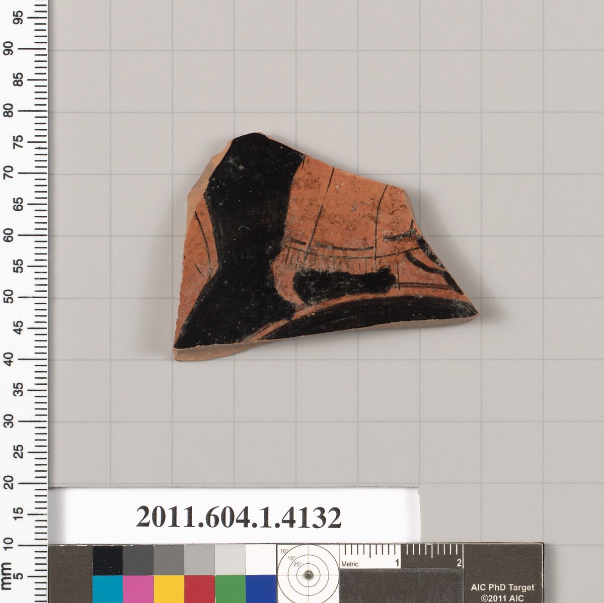 Terracotta fragment of a kylix (drinking cup), Terracotta, Greek, Attic