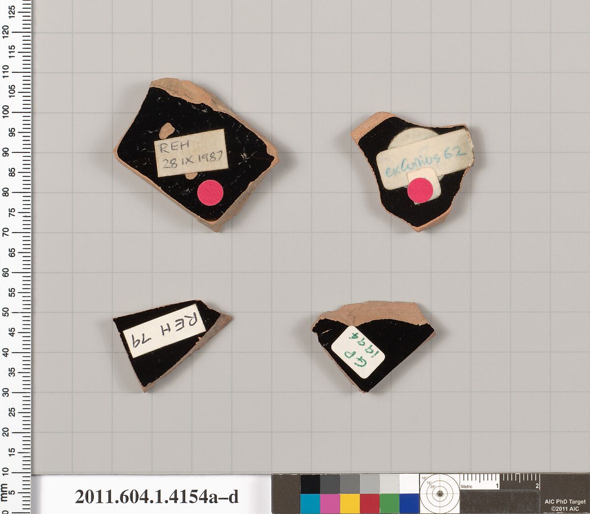 Terracotta fragments of kylikes (drinking cups), Terracotta, Greek, Attic