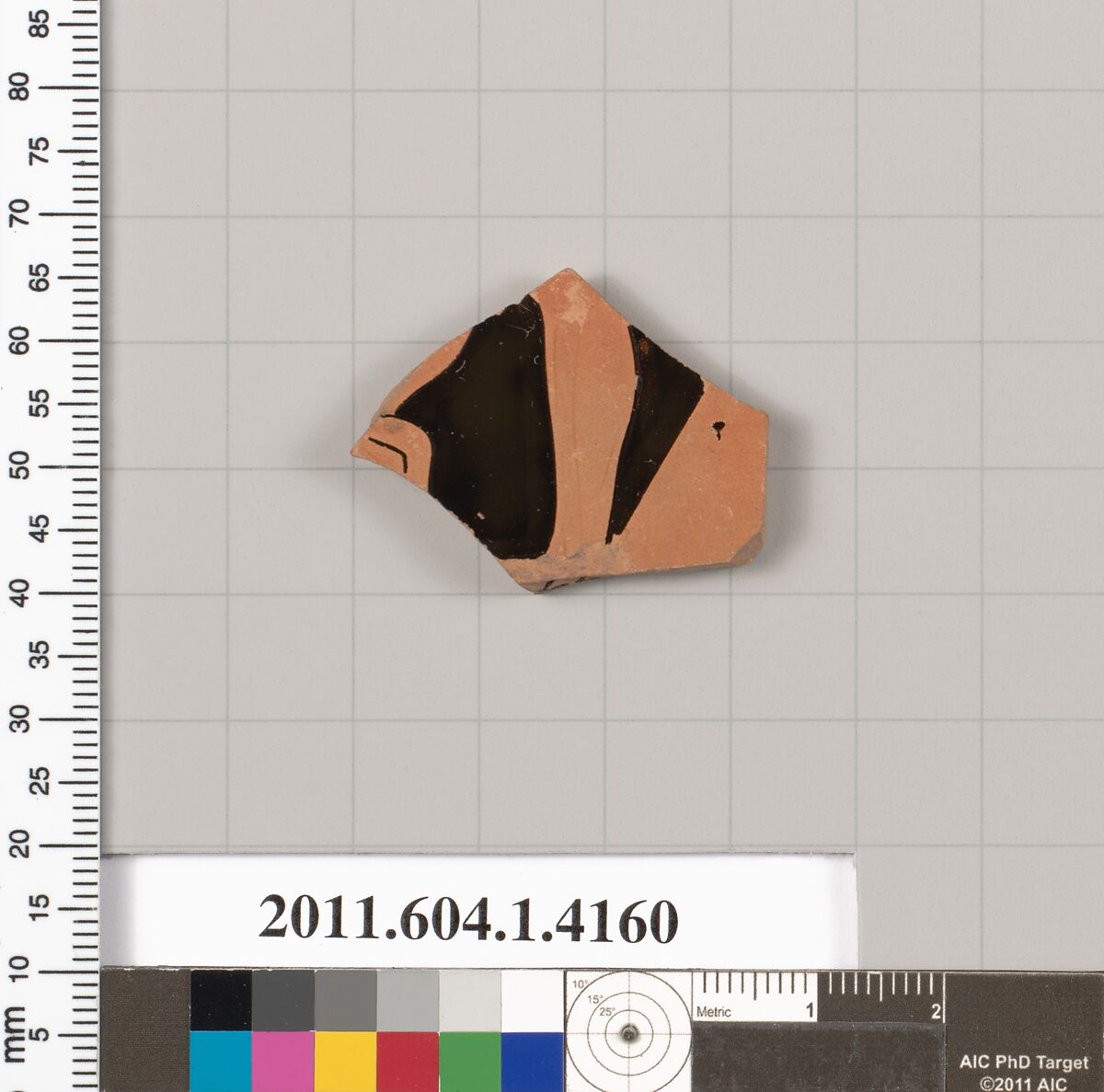 Terracotta fragment of a kylix (drinking cup), Terracotta, Greek, Attic