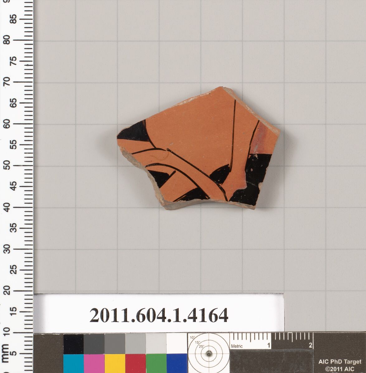 Terracotta fragment of a kylix (drinking cup), Terracotta, Greek, Attic 