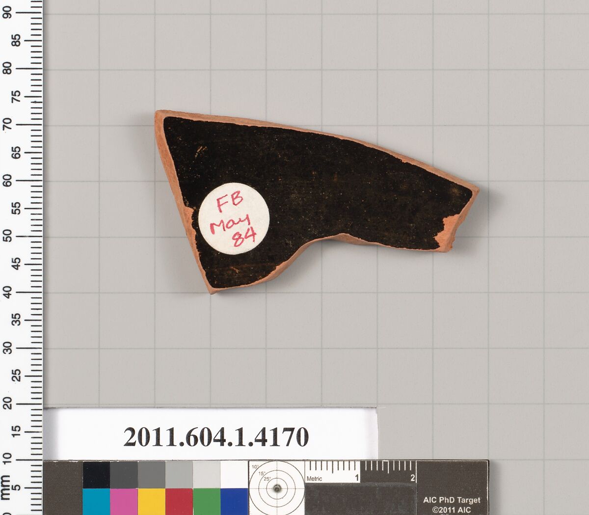 Terracotta fragment of a kylix (drinking cup), Terracotta, Greek, Attic