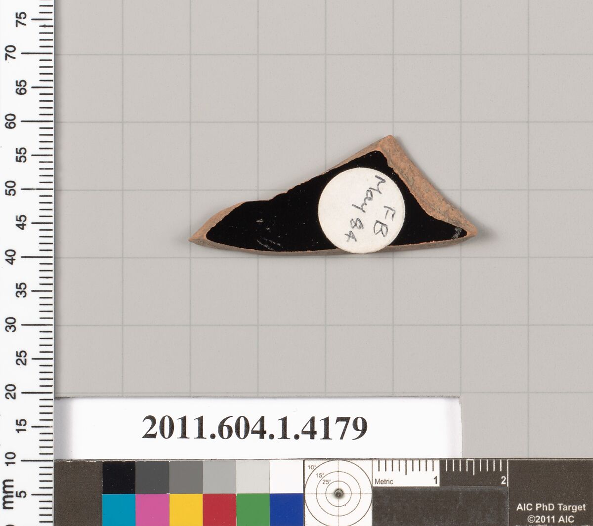 Terracotta fragment of a kylix (drinking cup), Terracotta, Greek, Attic