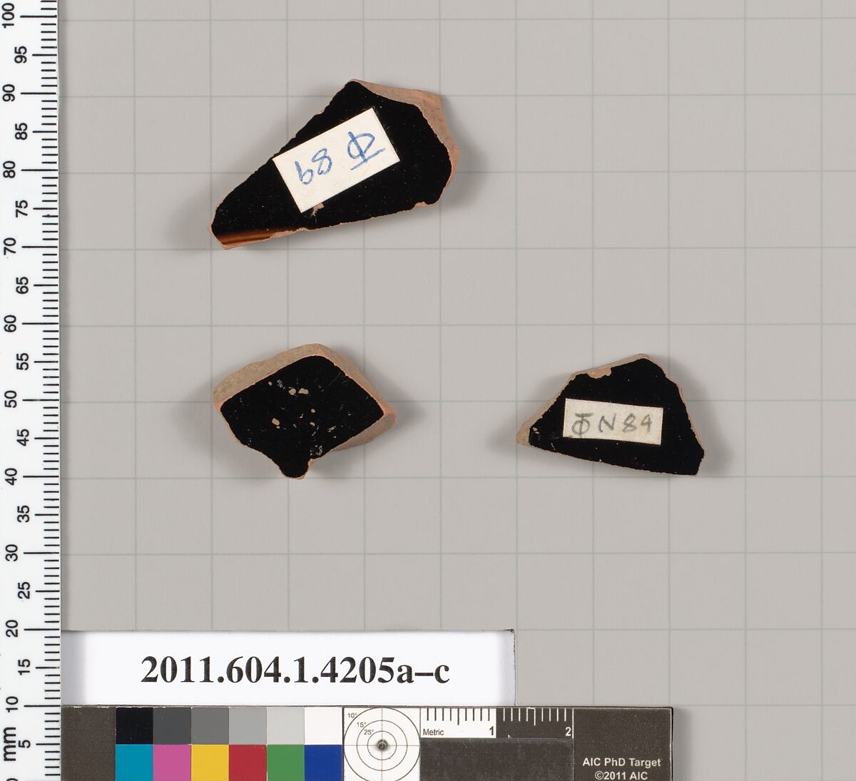 Terracotta fragments of kylikes (drinking cups), Terracotta, Greek, Attic