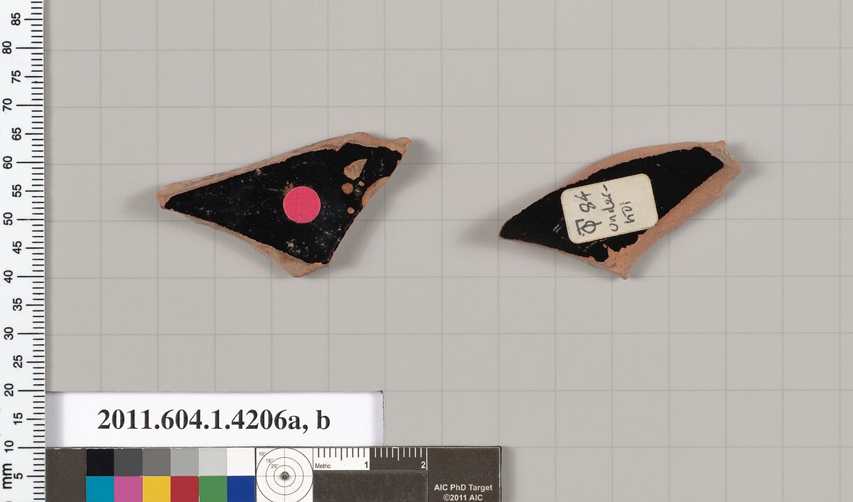 Terracotta fragments of kylikes (drinking cups), Terracotta, Greek, Attic