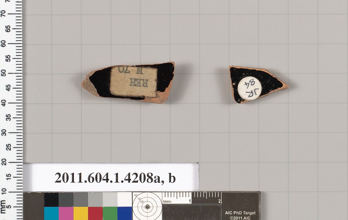 Terracotta fragments of kylikes (drinking cups), Terracotta, Greek, Attic