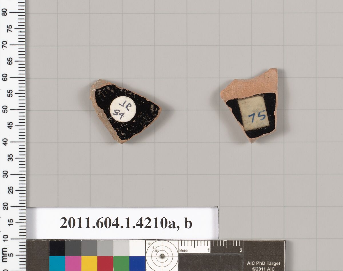 Terracotta fragments of kylikes (drinking cups), Terracotta, Greek, Attic