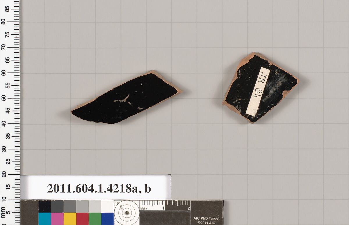 Terracotta fragments of kylikes (drinking cups), Terracotta, Greek, Attic