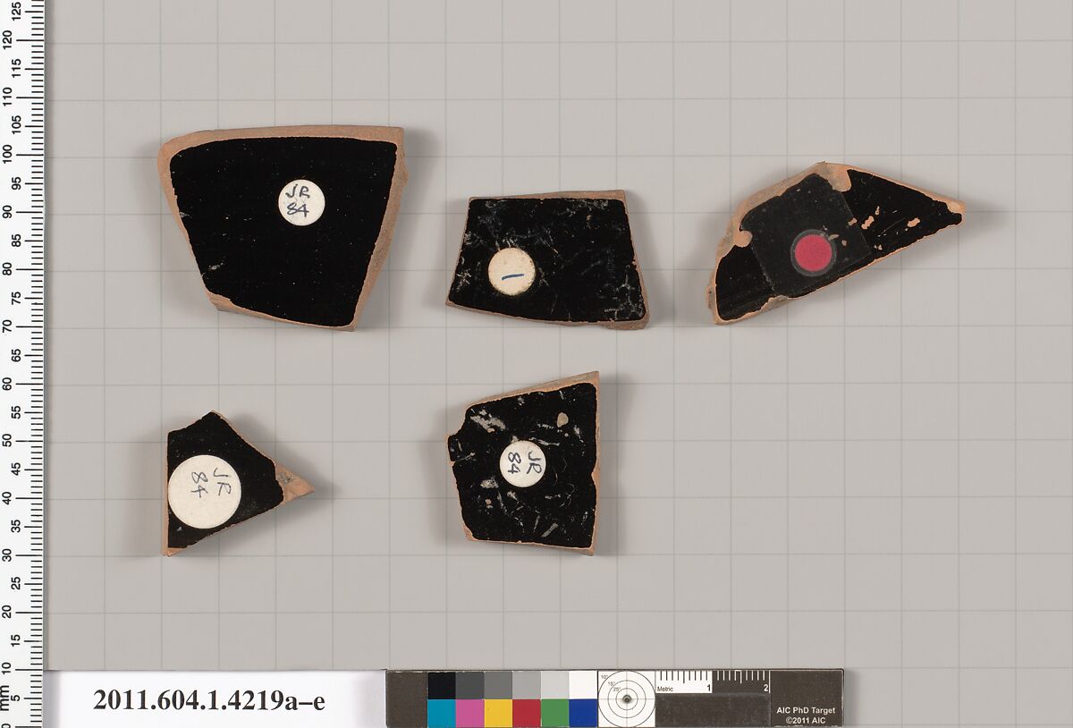 Terracotta fragments of kylikes (drinking cups), Terracotta, Greek, Attic