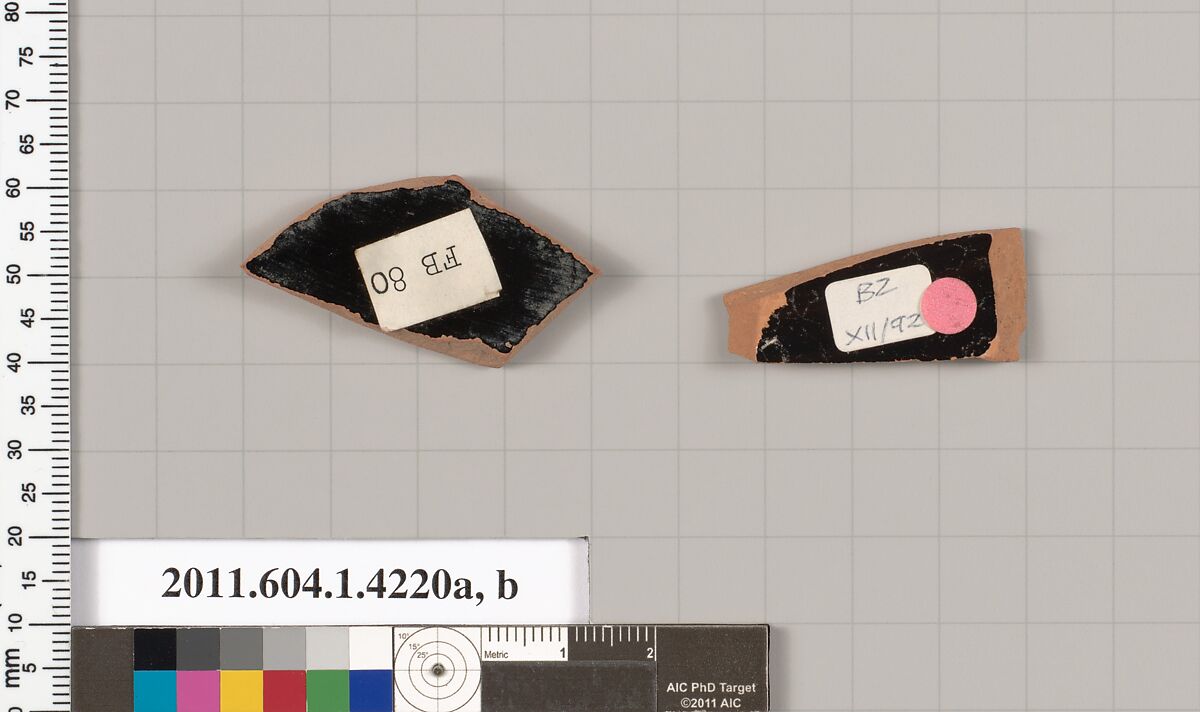 Terracotta fragments of kylikes (drinking cups), Terracotta, Greek, Attic