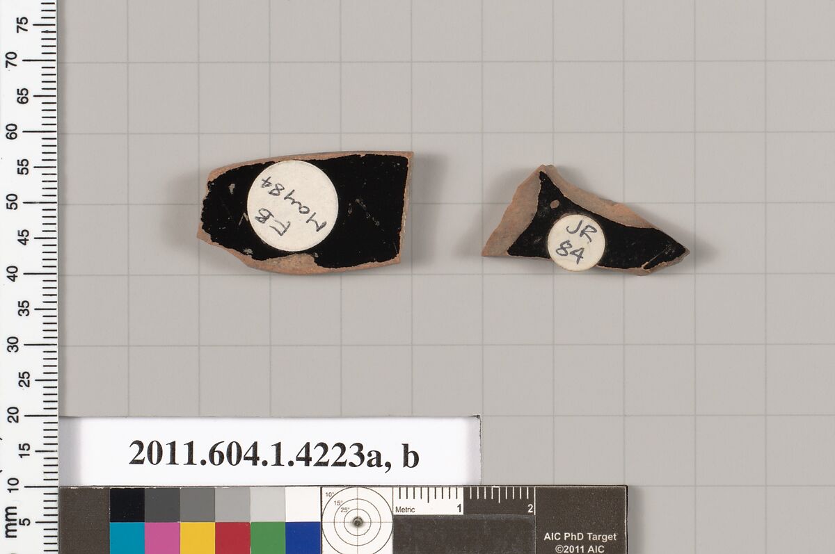 Terracotta fragments of kylikes (drinking cups), Terracotta, Greek, Attic