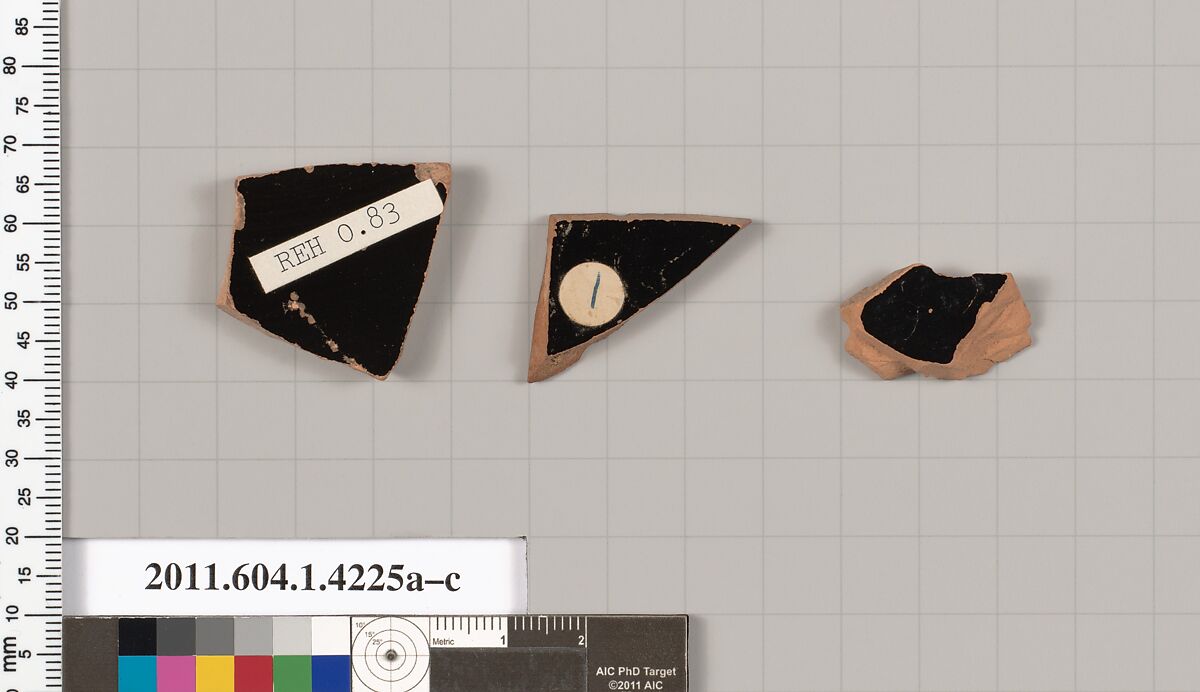 Terracotta fragments of kylikes (drinking cups), Terracotta, Greek, Attic