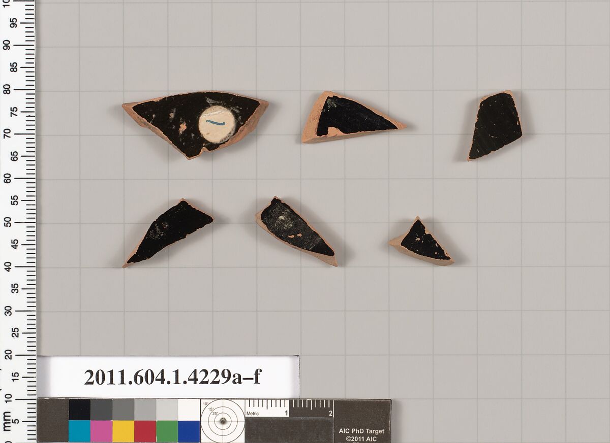 Terracotta fragments of kylikes (drinking cups), Terracotta, Greek, Attic