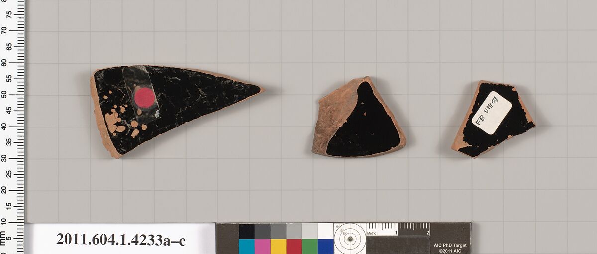 Terracotta fragments of kylikes (drinking cups), Terracotta, Greek, Attic