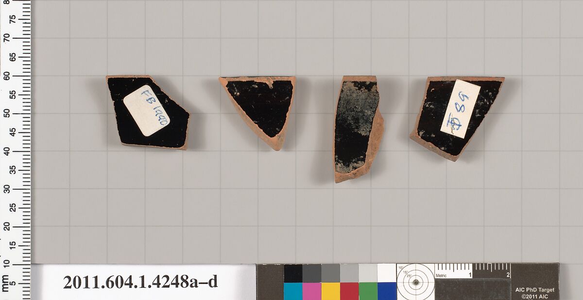 Terracotta rim fragments of kylikes (drinking cups), Terracotta, Greek, Attic