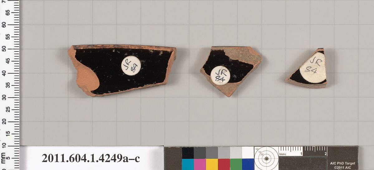 Terracotta rim fragments of kylikes (drinking cups), Terracotta, Greek, Attic
