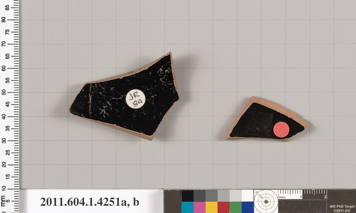 Terracotta fragments of kylikes (drinking cups), Terracotta, Greek, Attic