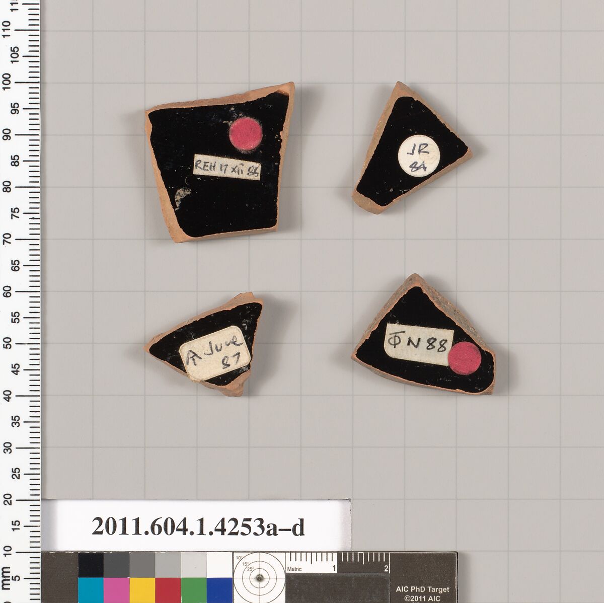 Terracotta fragments of kylikes (drinking cups), Terracotta, Greek, Attic