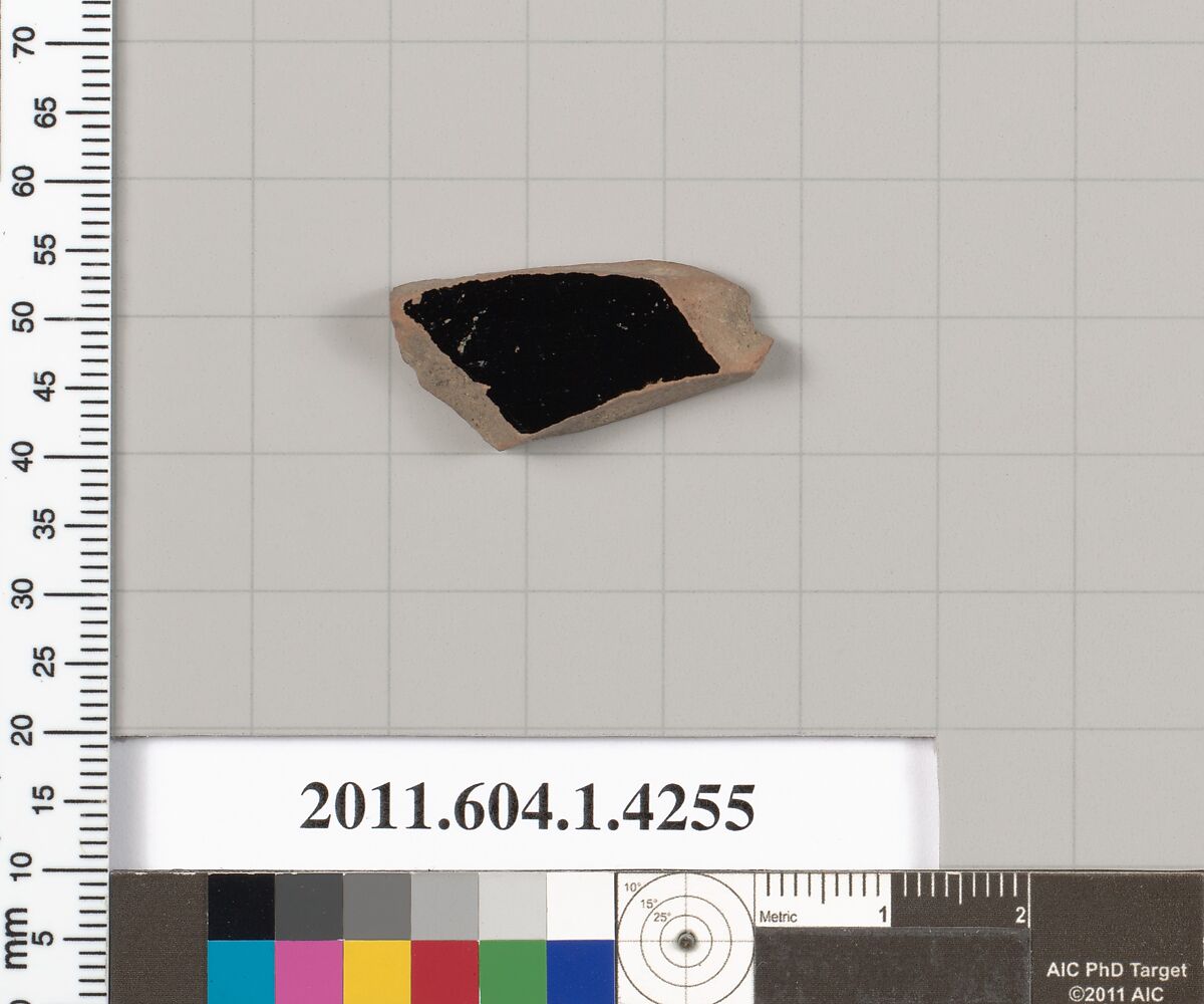 Terracotta fragment of a kylix (drinking cup), Terracotta, Greek, Attic