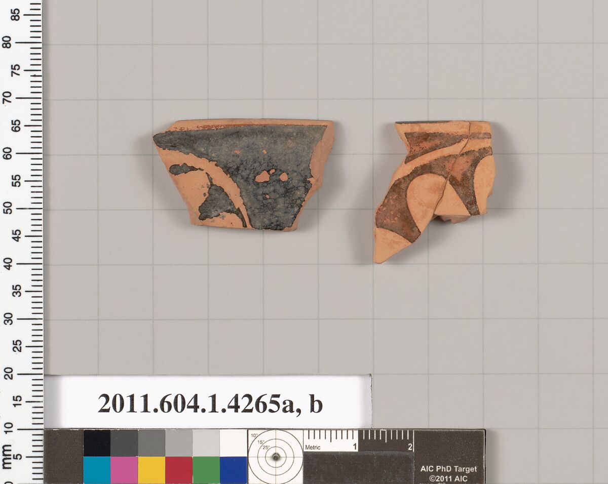 Terracotta rim fragments of kylikes (drinking cups), Terracotta, Greek, Attic 