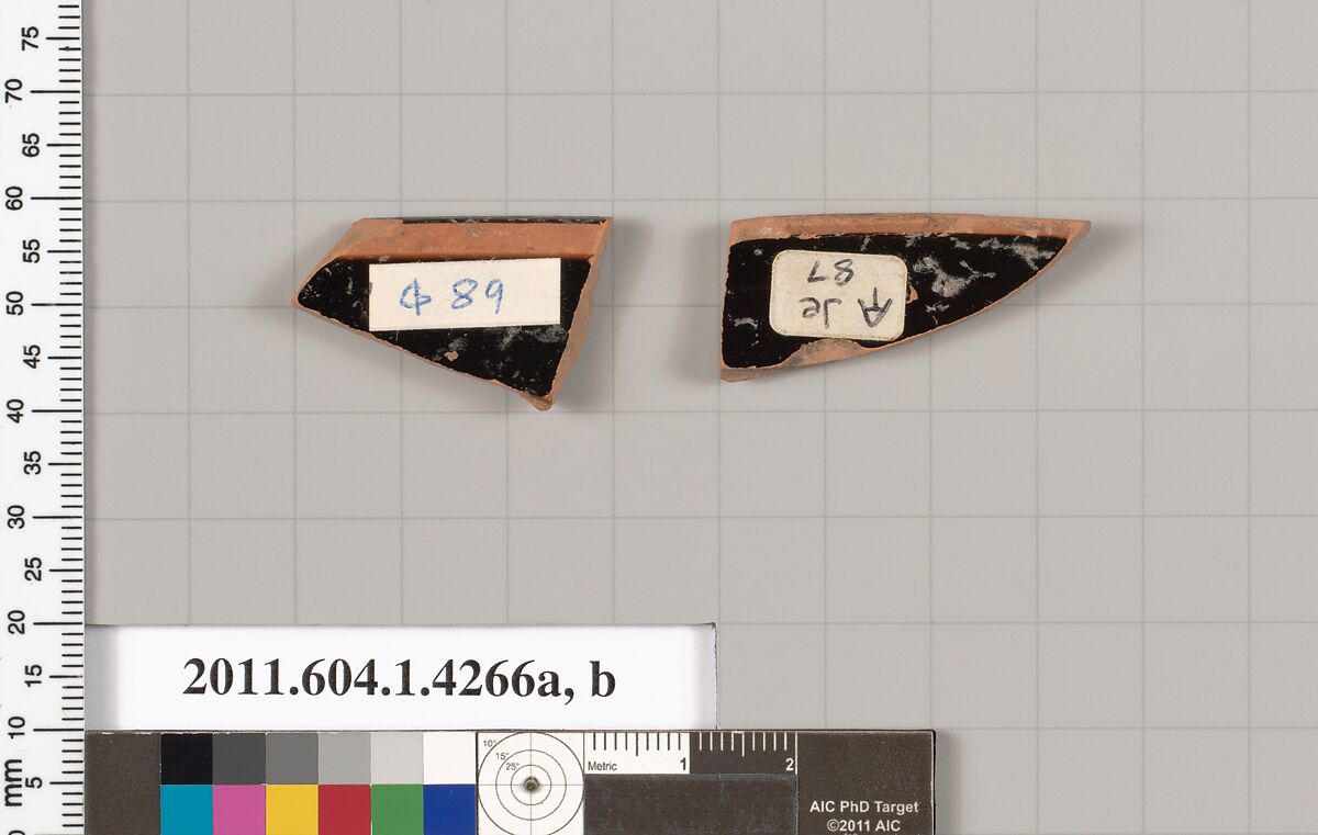 Terracotta rim fragments of kylikes (drinking cups), Terracotta, Greek, Attic