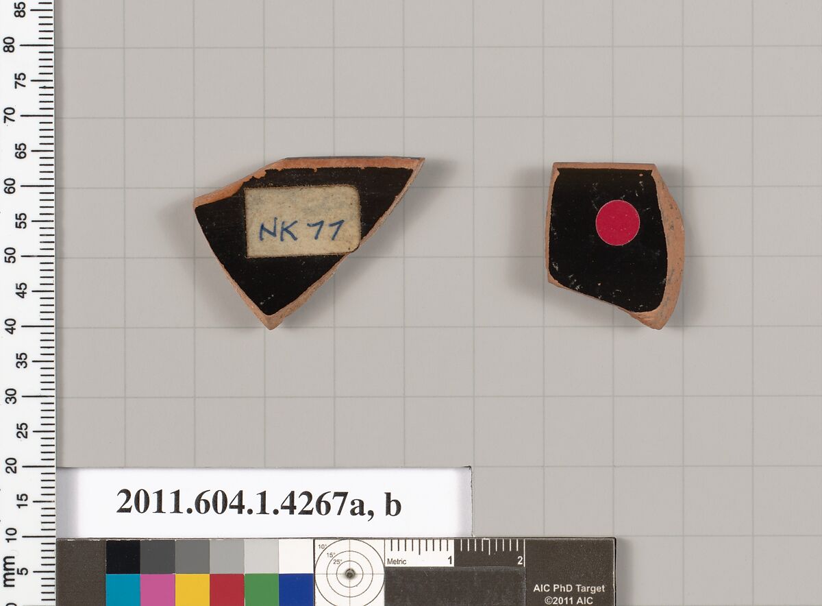 Terracotta rim fragments of kylikes (drinking cups), Terracotta, Greek, Attic