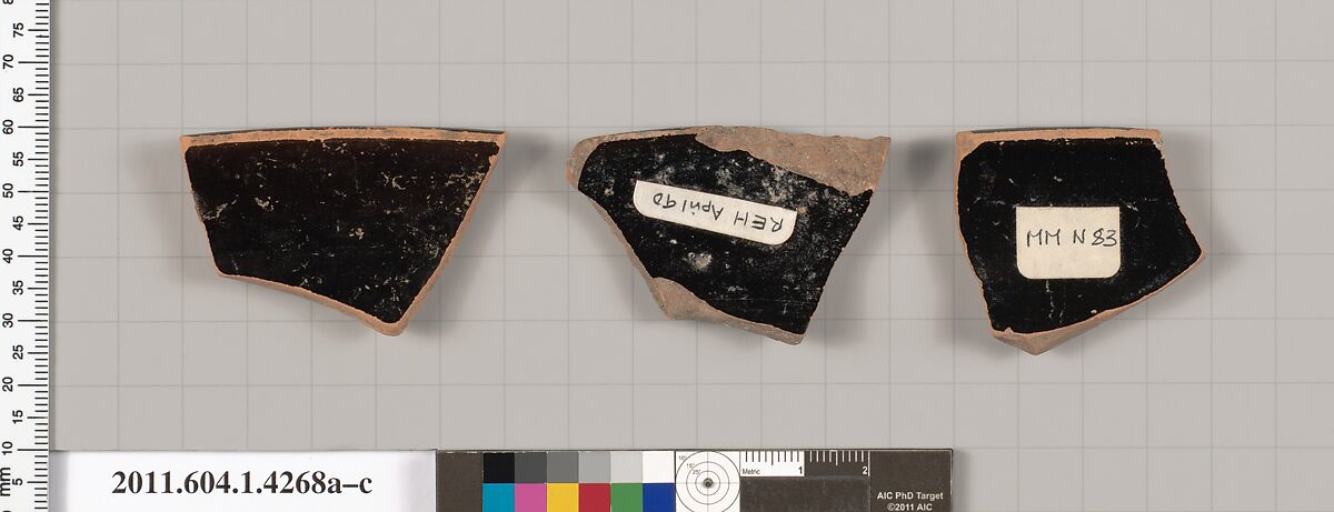 Terracotta rim fragments of kylikes (drinking cups), Terracotta, Greek, Attic