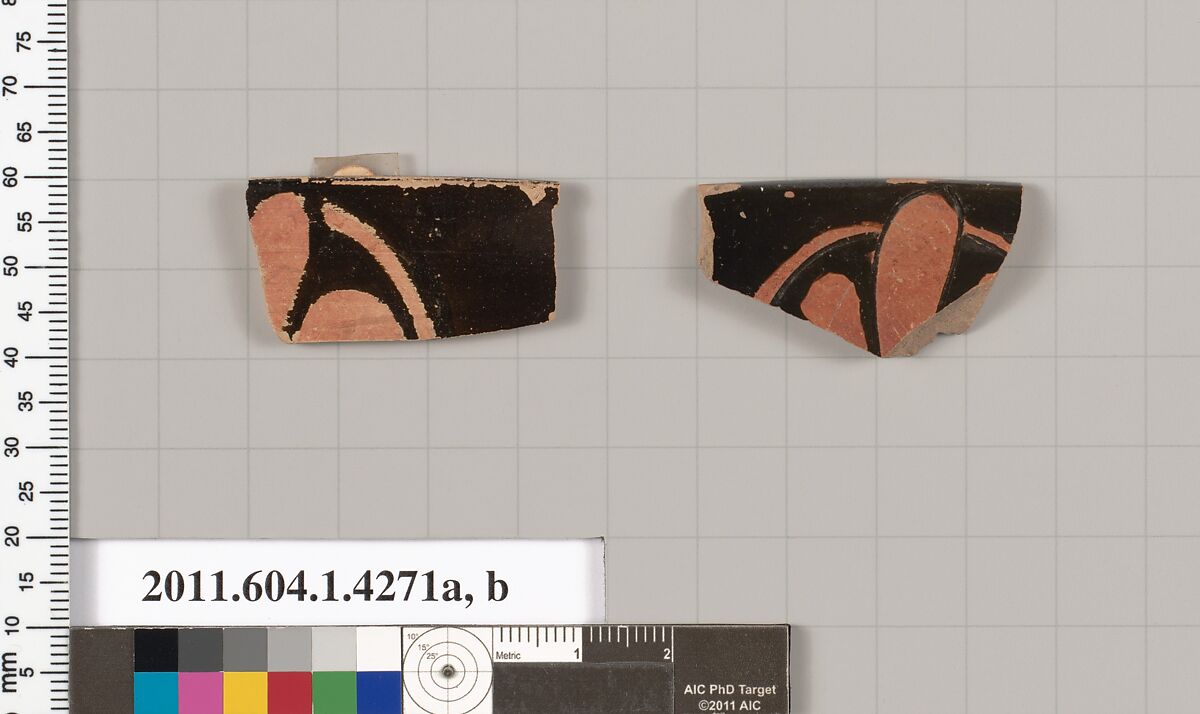 Terracotta rim fragments of kylikes (drinking cups), Terracotta, Greek, Attic