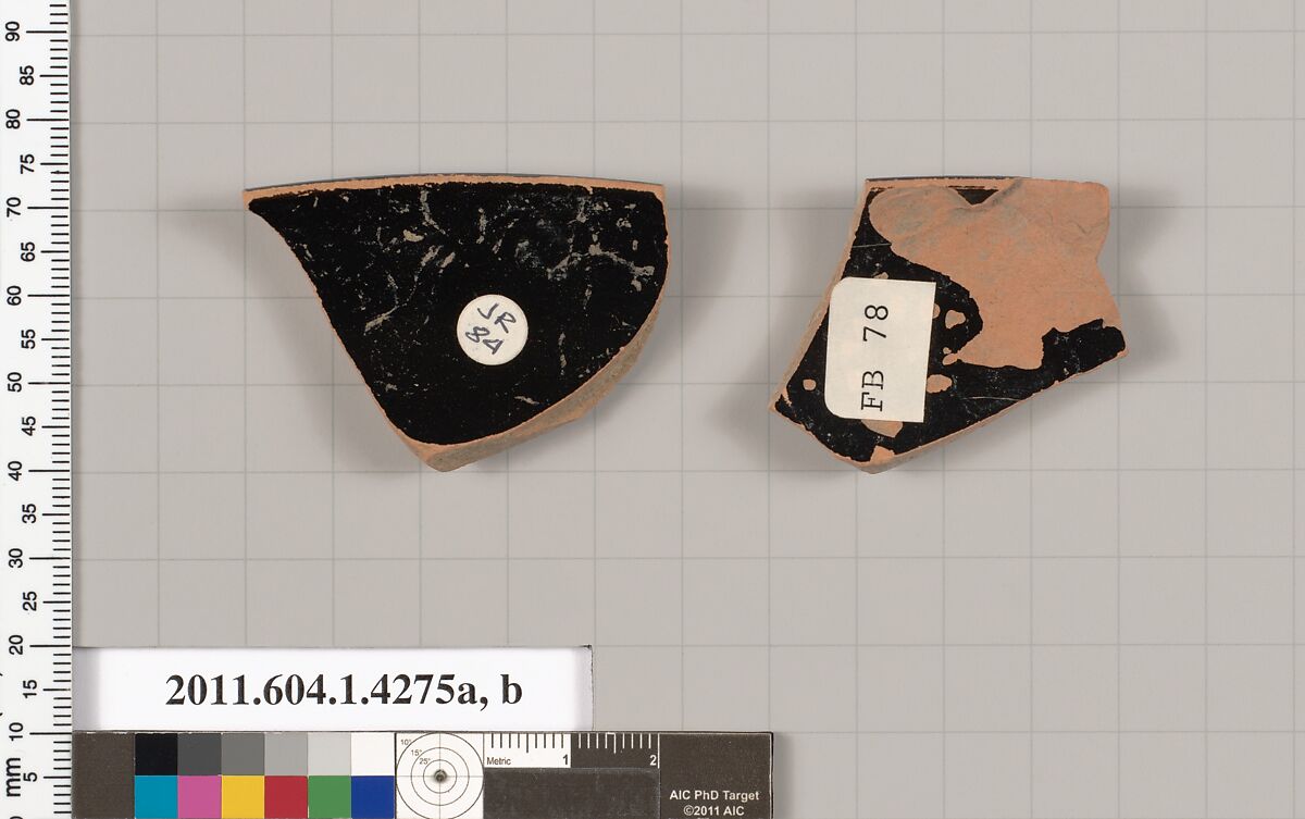 Terracotta rim fragments of kylikes (drinking cups), Terracotta, Greek, Attic