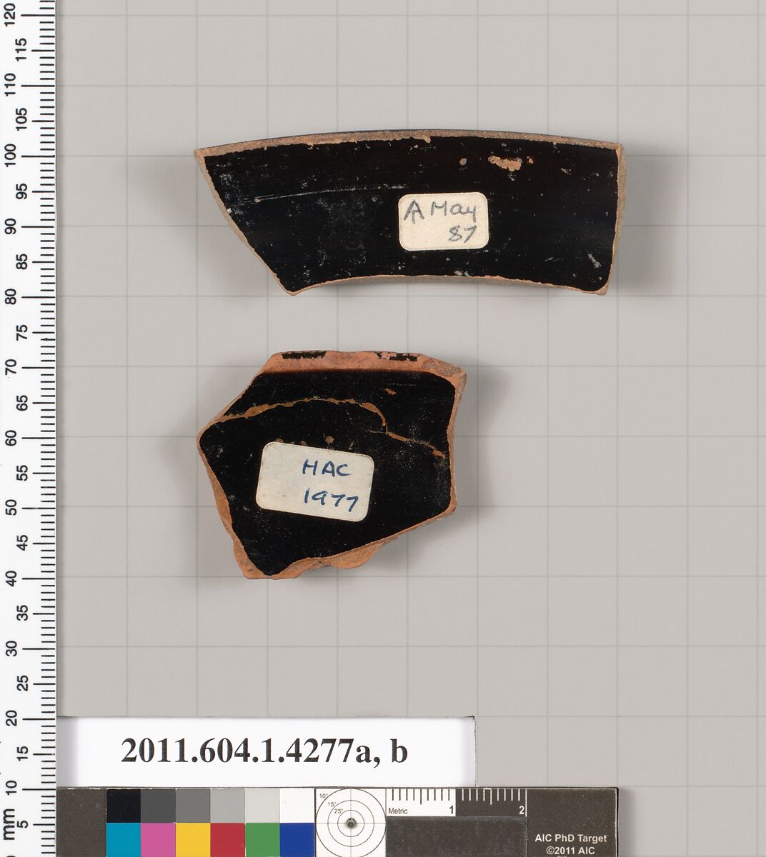 Terracotta rim fragments of kylikes (drinking cups), Terracotta, Greek, Attic