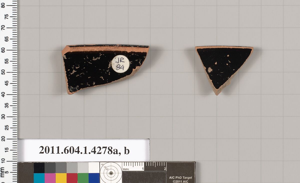 Terracotta rim fragments of kylikes (drinking cups), Terracotta, Greek, Attic