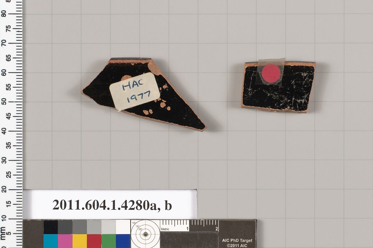 Terracotta rim fragments of kylikes (drinking cups), Terracotta, Greek, Attic