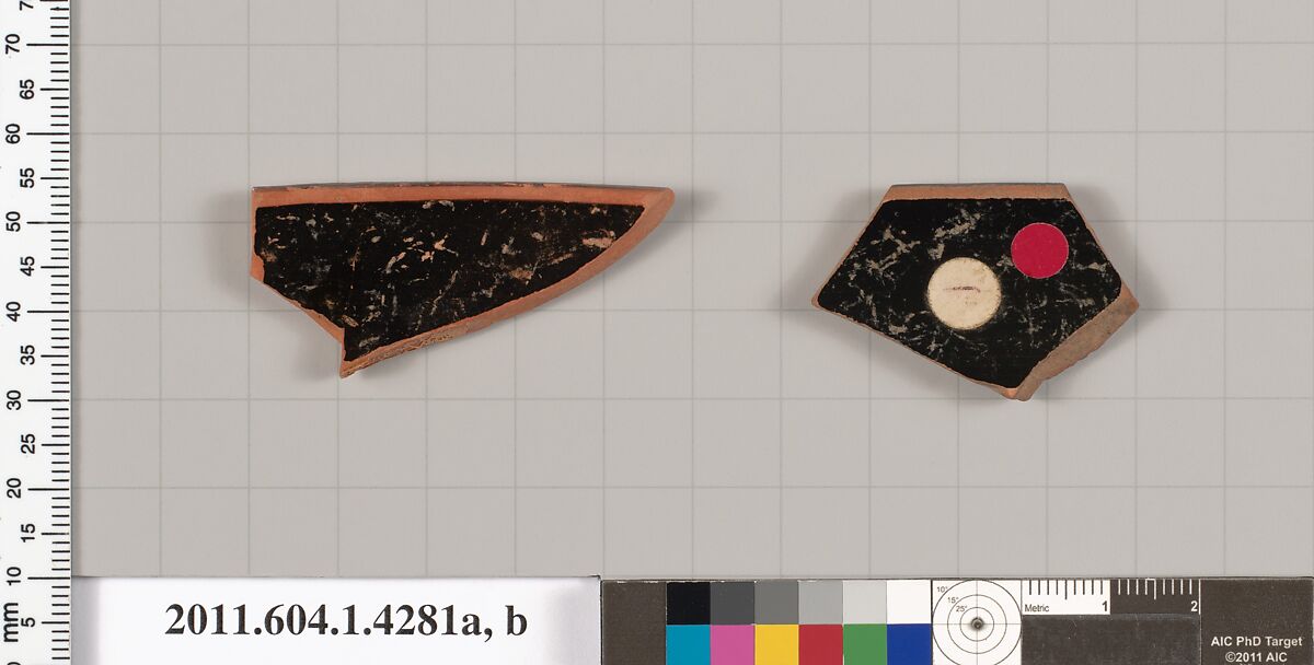 Terracotta rim fragments of kylikes (drinking cups), Terracotta, Greek, Attic