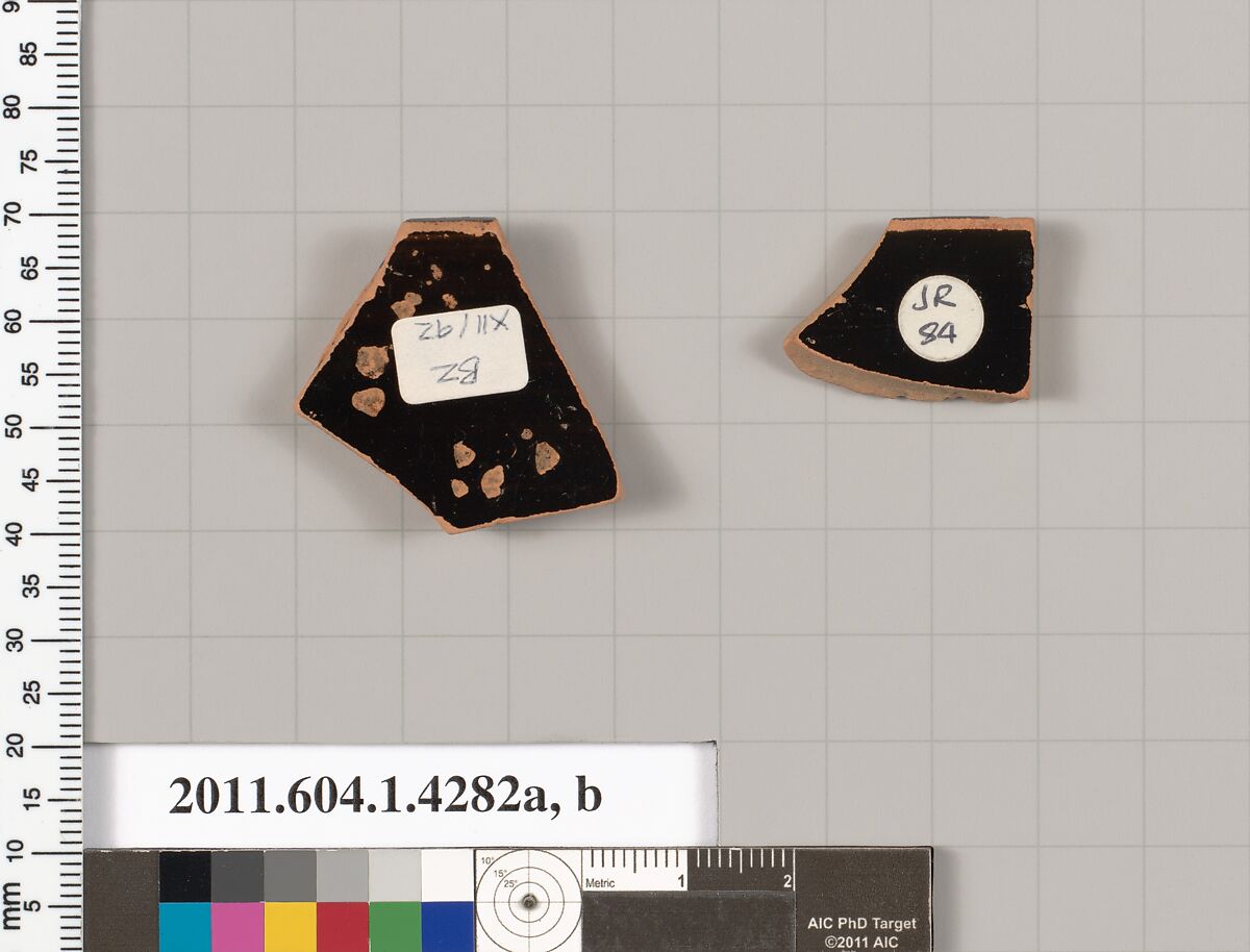 Terracotta rim fragments of kylikes (drinking cups), Terracotta, Greek, Attic