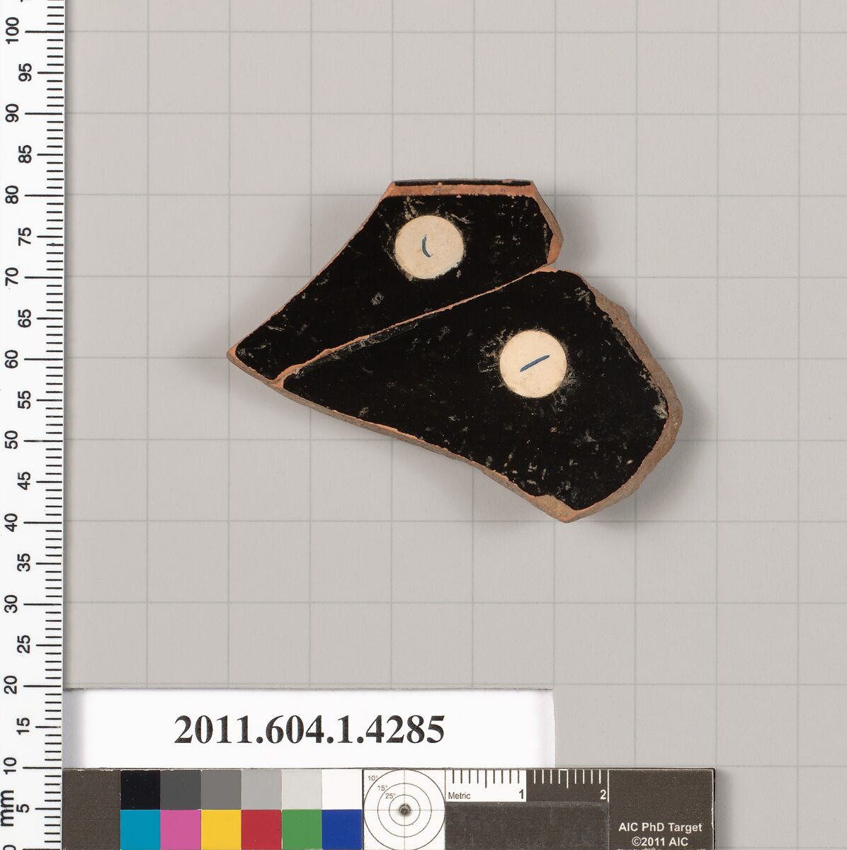 Terracotta rim fragment of a kylix (drinking cup), Terracotta, Greek, Attic