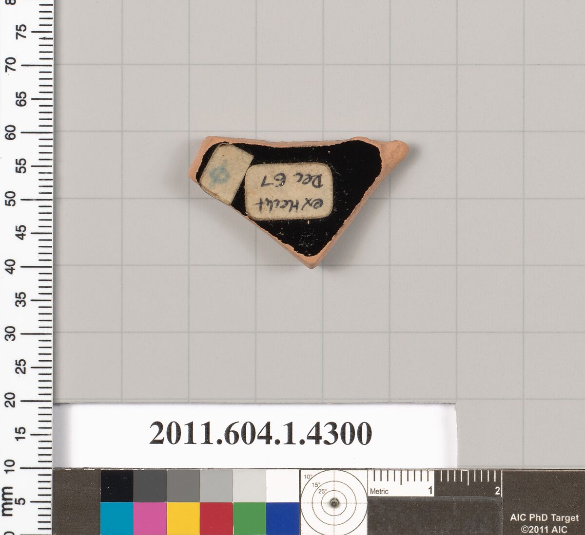 Terracotta fragment of a kylix (drinking cup), Terracotta, Greek, Attic