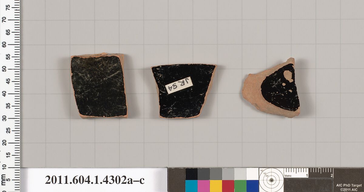 Terracotta fragments of kylikes (drinking cups), Terracotta, Greek, Attic