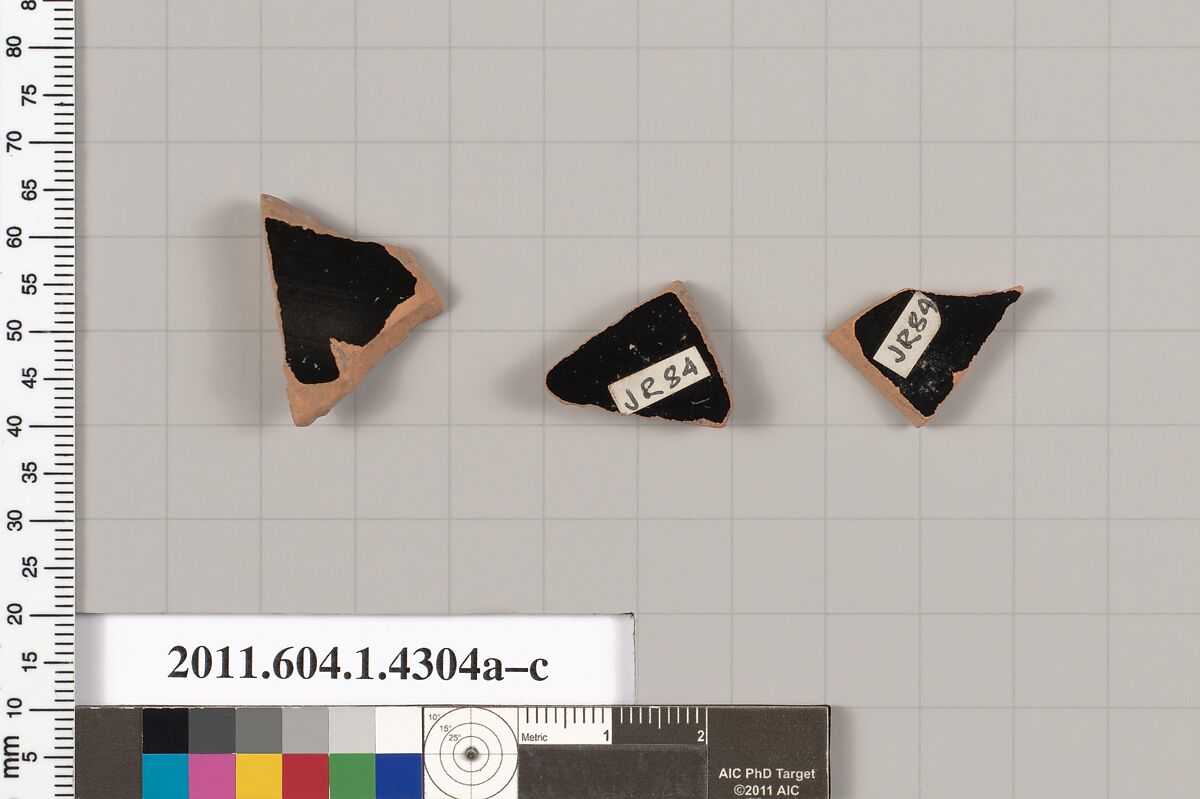Terracotta fragments of kylikes (drinking cups), Terracotta, Greek, Attic