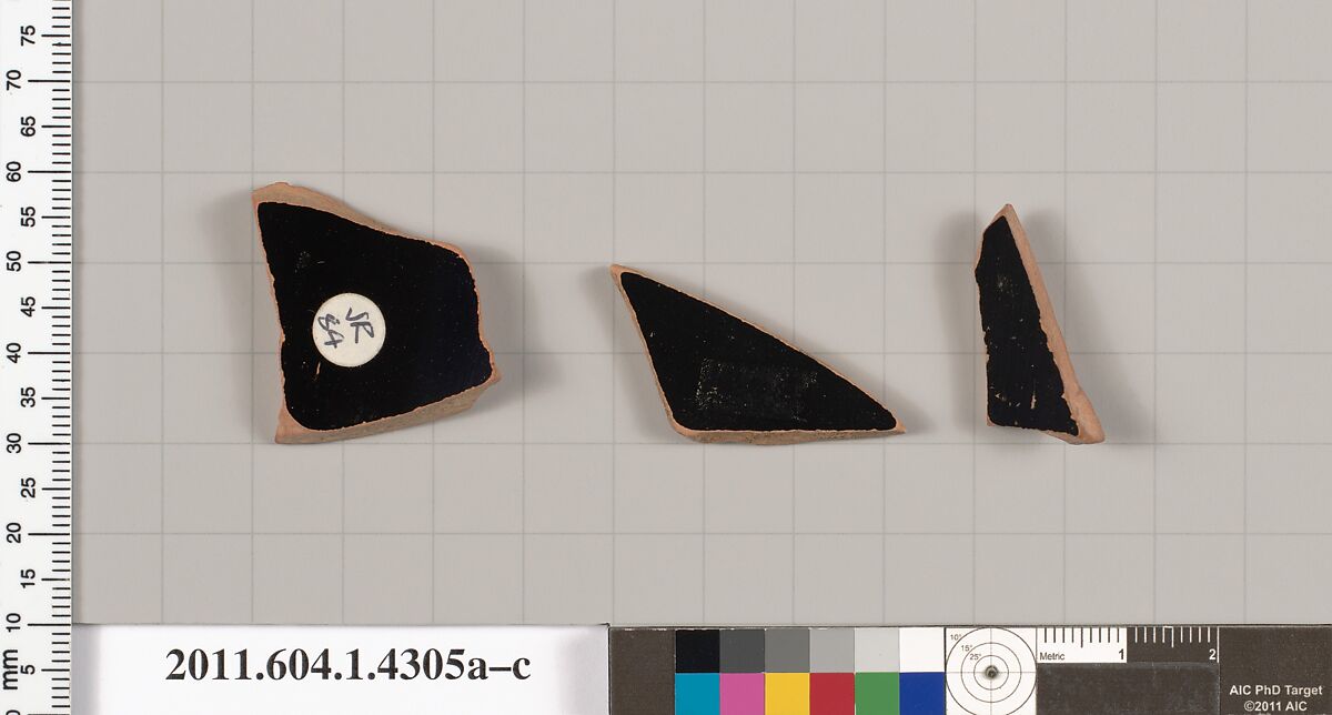 Terracotta fragments of kylikes (drinking cups), Terracotta, Greek, Attic