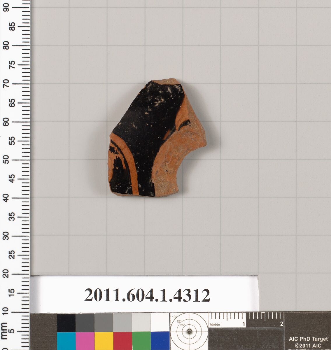 Terracotta fragment of a kylix (drinking cup), Terracotta, Greek, Attic 