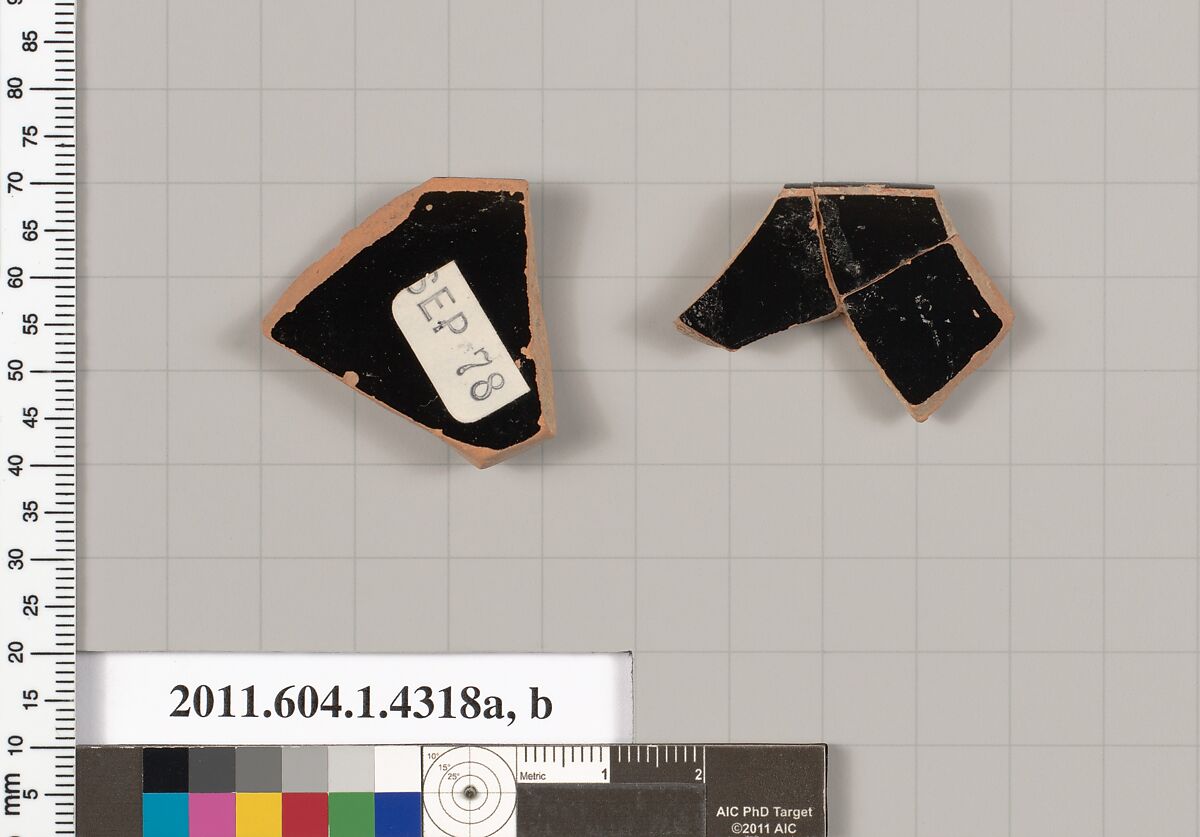 Terracotta rim fragments of kylikes (drinking cups), Terracotta, Greek, Attic