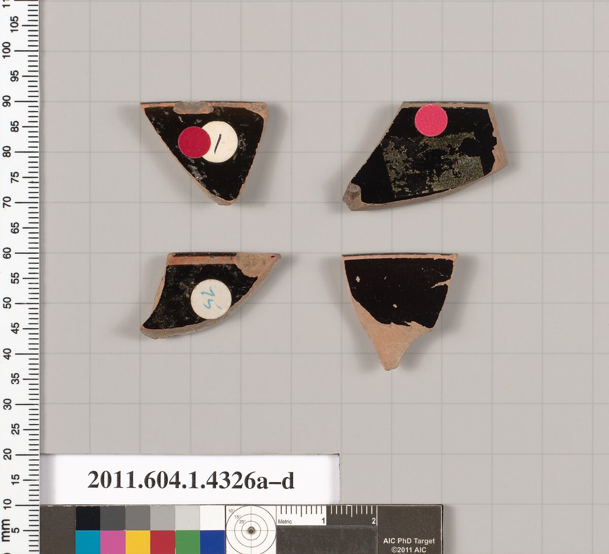 Terracotta rim fragments of kylikes (drinking cups), Terracotta, Greek, Attic