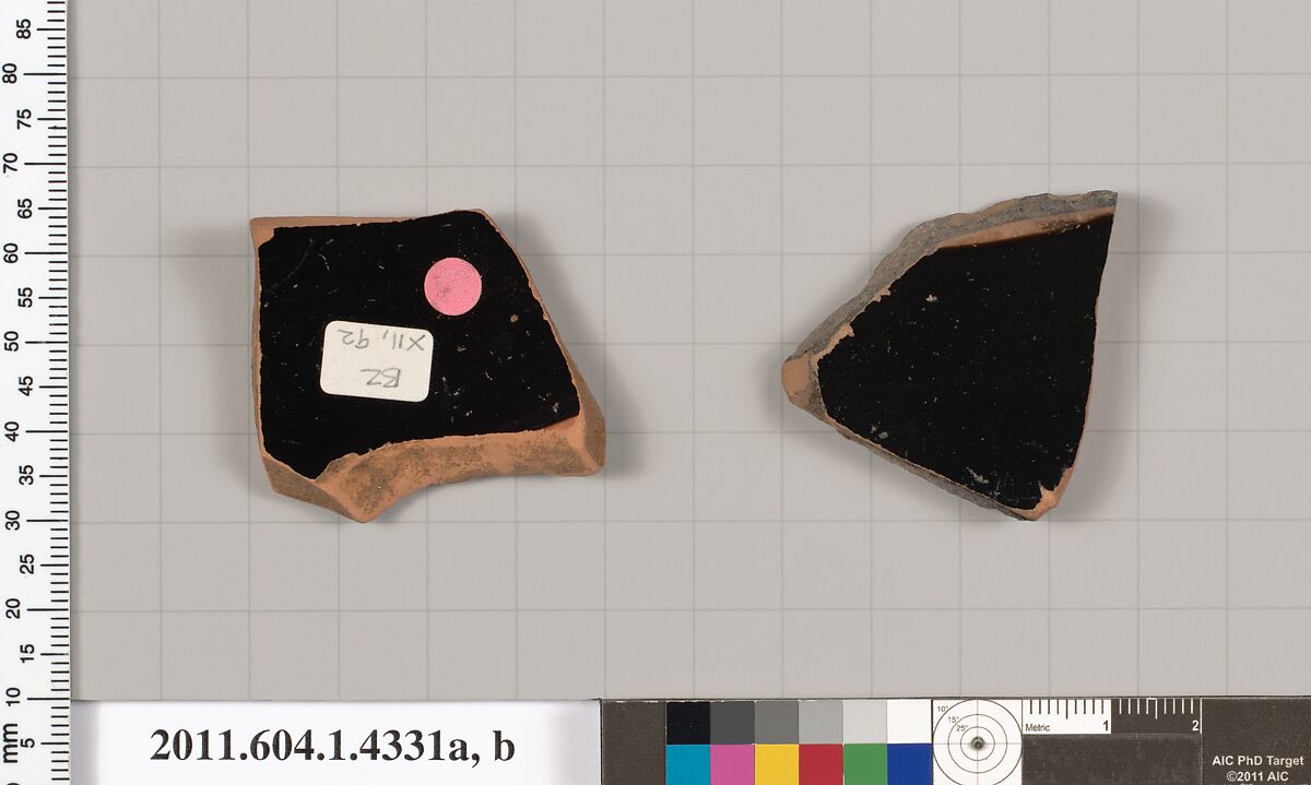 Terracotta fragments of kylikes (drinking cups), Terracotta, Greek, Attic