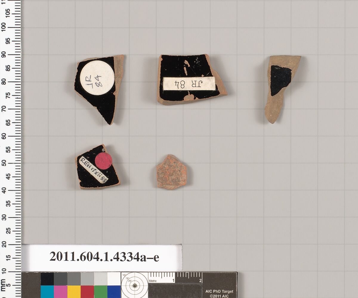 Terracotta fragments of kylikes (drinking cups), Terracotta, Greek, Attic