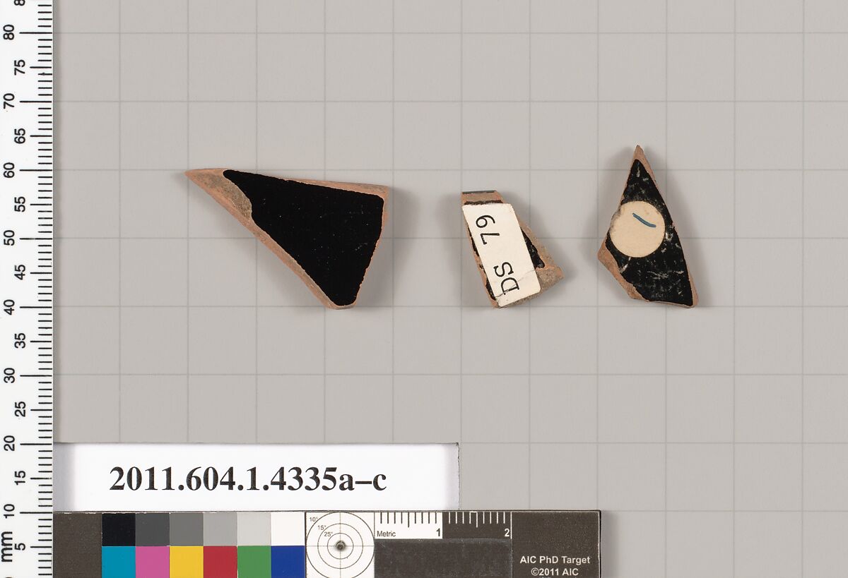 Terracotta fragments of kylikes (drinking cups), Terracotta, Greek, Attic