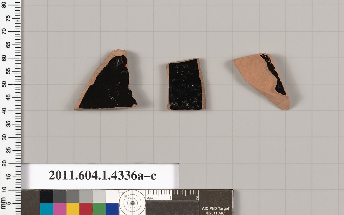 Terracotta fragments of kylikes (drinking cups), Terracotta, Greek, Attic