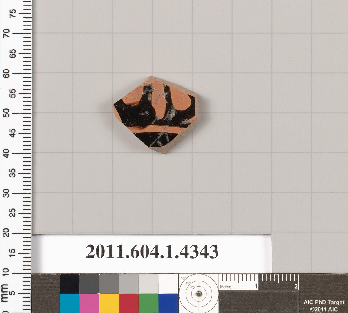 Terracotta fragment of a kylix (drinking cup), Terracotta, Greek, Attic