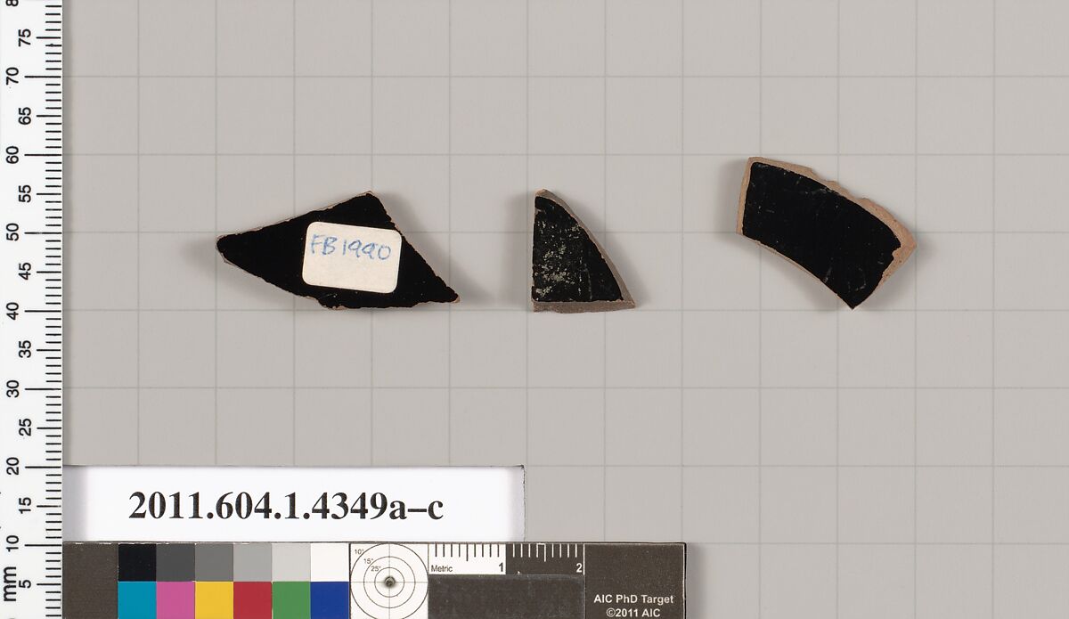 Terracotta fragments of kylikes (drinking cups), Terracotta, Greek, Attic